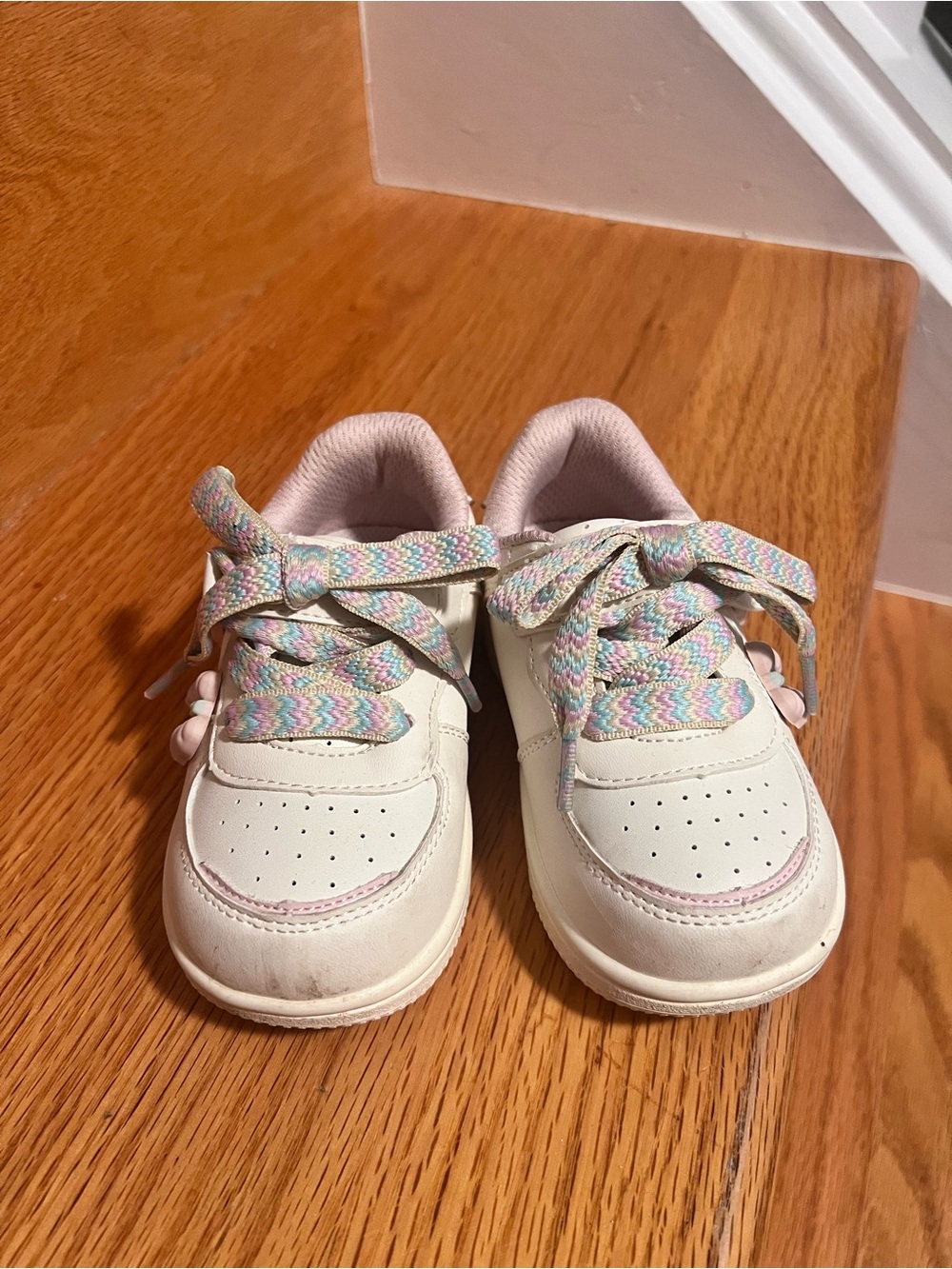 Kids White and Pastel Multi Lace Sneakers